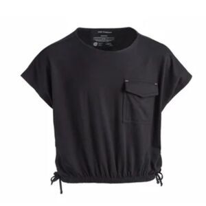Epic Threads Black Boxy Crop T-Shirt with Cap Sleeves